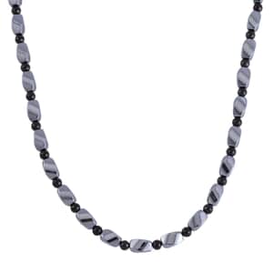 Terahertz and Shungite Necklace 20 Inches in Rhodium Over Sterling Silver 227.50 ctw