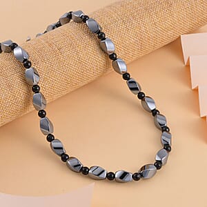 Terahertz and Shungite Necklace 20 Inches in Rhodium Over Sterling Silver 227.50 ctw