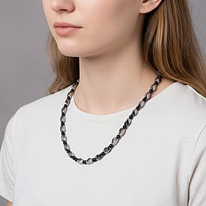 Terahertz and Shungite Necklace 20 Inches in Rhodium Over Sterling Silver 227.50 ctw