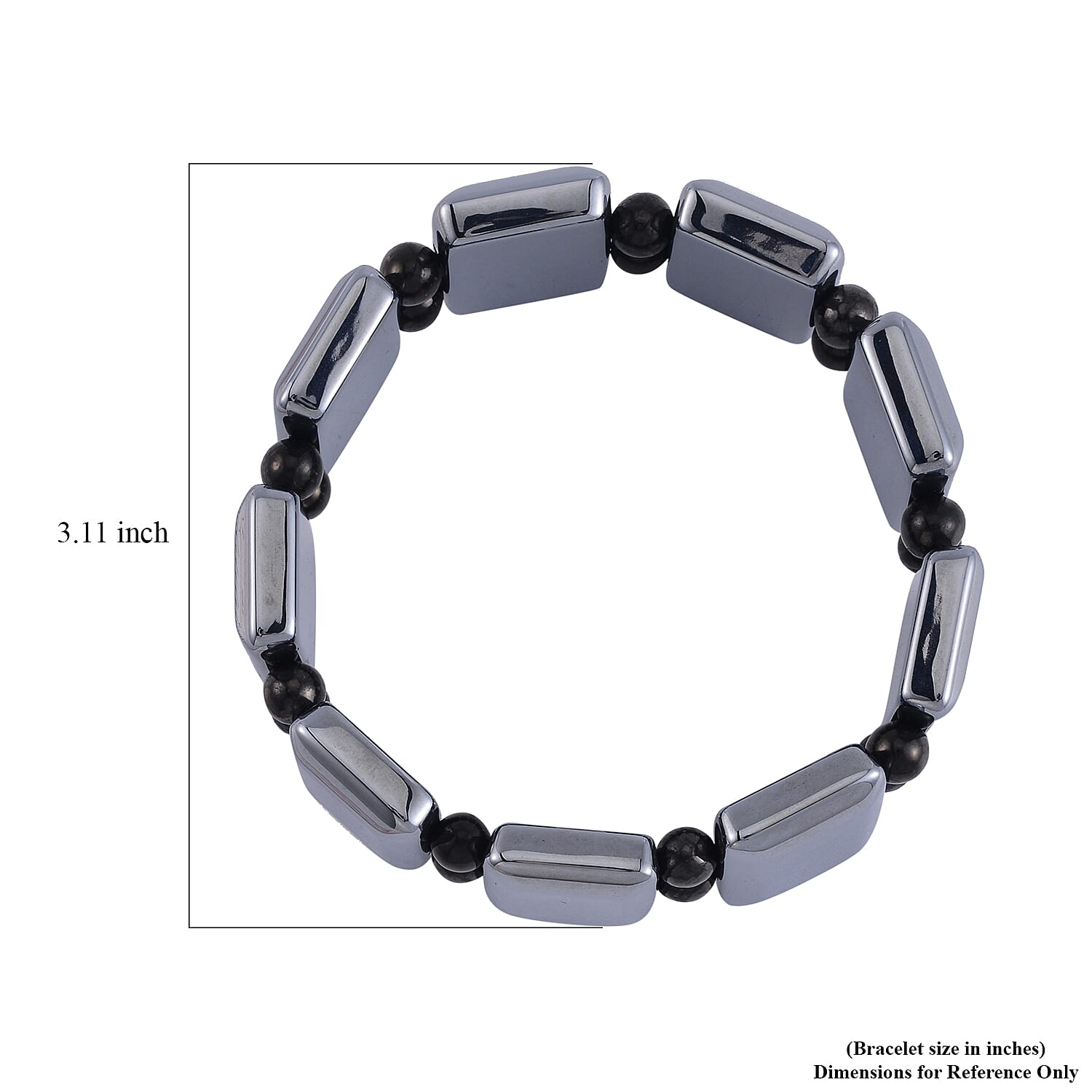 Terahertz and Shungite 240.20 ctw Block and Beaded Stretch Bracelet (7.0-7.50In)