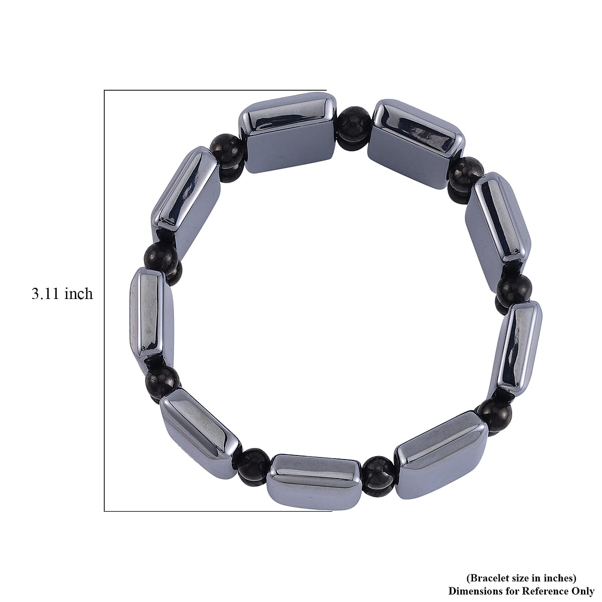 Terahertz and Shungite 240.20 ctw Block and Beaded Stretch Bracelet (7.0-7.50In) image number 2