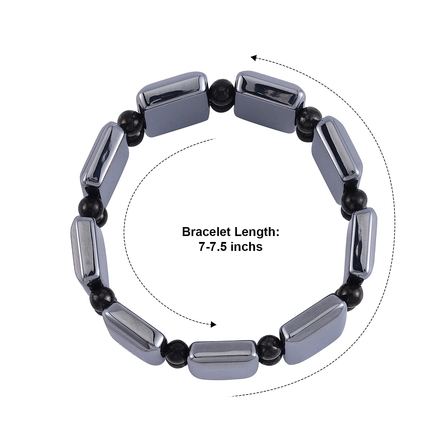 Terahertz and Shungite 240.20 ctw Block and Beaded Stretch Bracelet (7.0-7.50In)