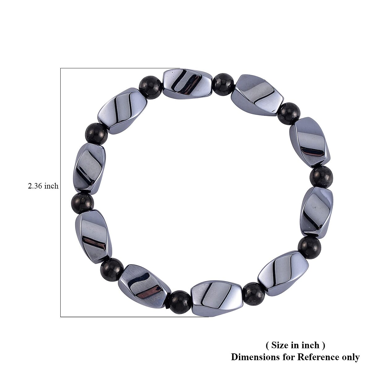 Terahertz and Shungite 90.40 ctw Barrel & Beaded Stretch Bracelet image number 3
