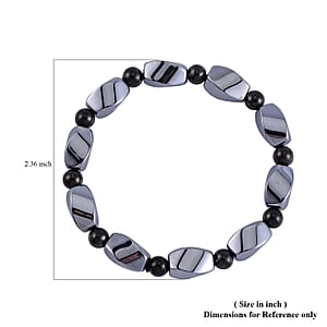 Terahertz and Shungite 90.40 ctw Barrel & Beaded Stretch Bracelet