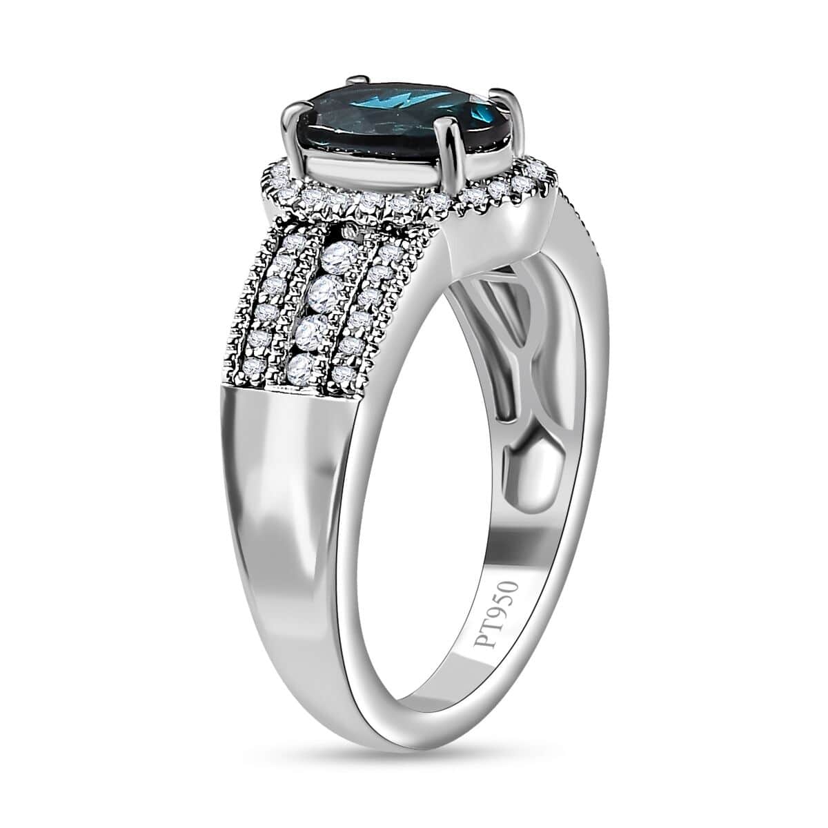 Rhapsody 950 Platinum AAAA Monte Belo Indicolite and E-F VS2 Diamond Ring (Size 7.0) 8.10 Grams 2.25 ctw image number 3