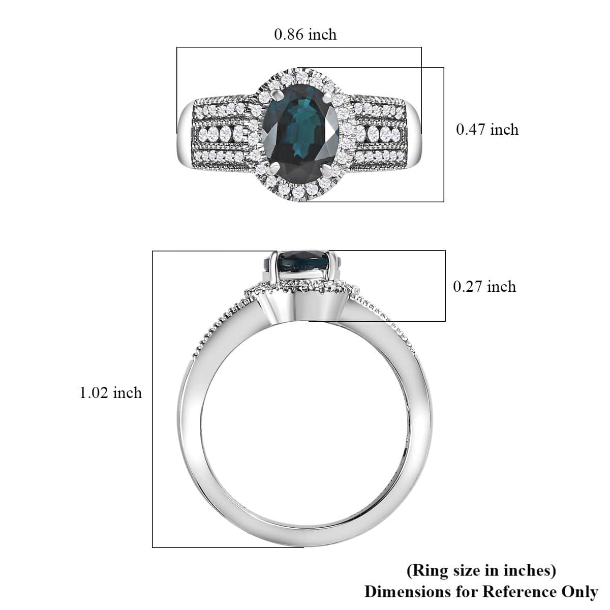 Rhapsody 950 Platinum AAAA Monte Belo Indicolite and E-F VS2 Diamond Ring (Size 7.0) 8.10 Grams 2.25 ctw image number 5