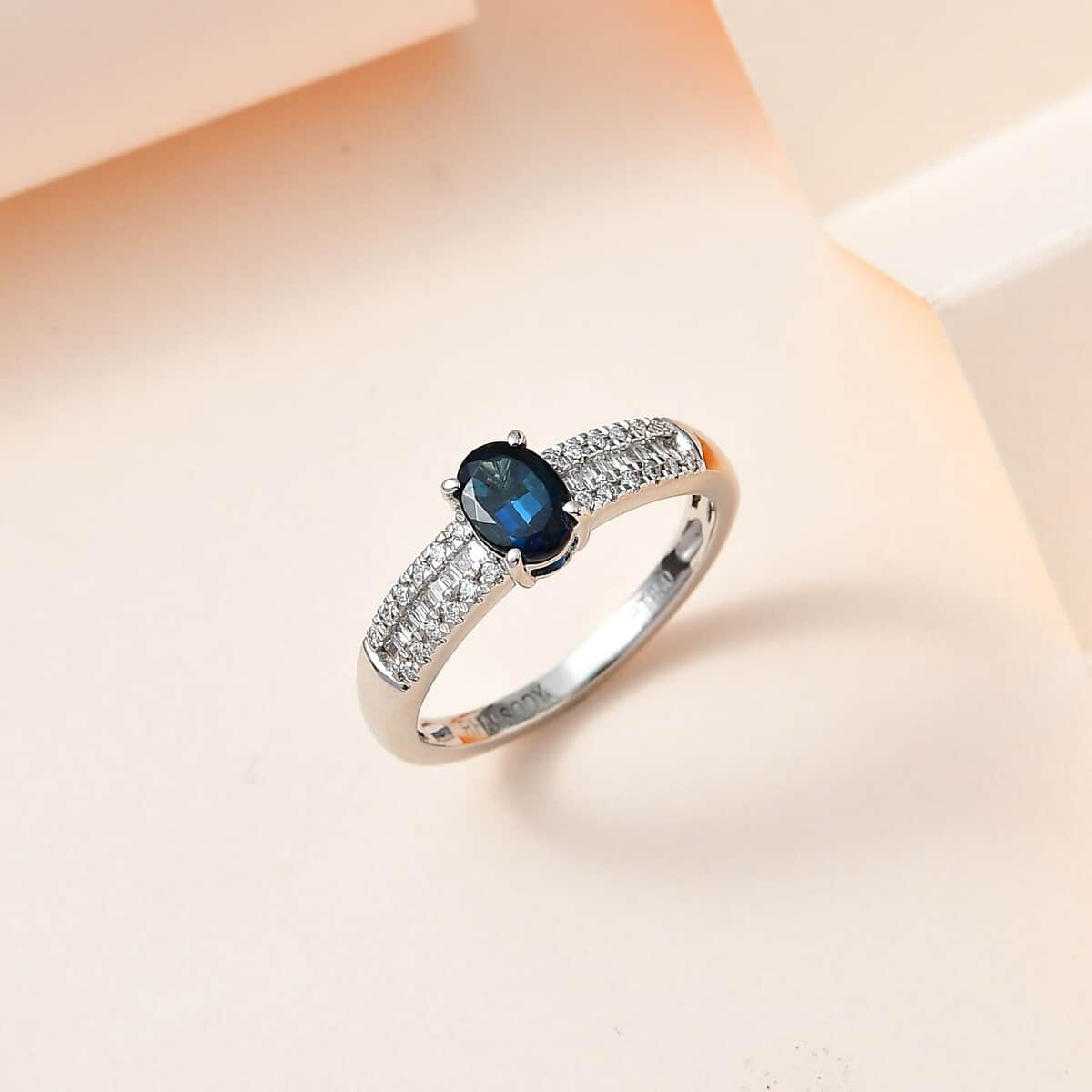 Rhapsody 950 Platinum AAAA Monte Belo Indicolite and E-F VS2 Diamond Ring (Size 9.0) 4.90 Grams 1.00 ctw image number 1