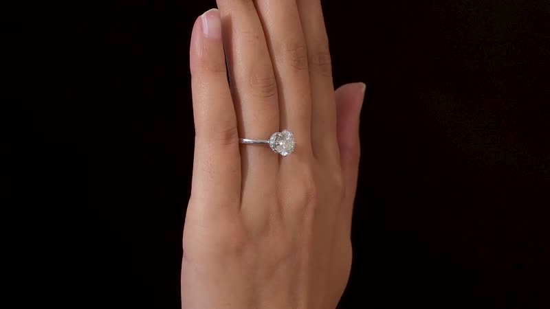 120 Facets Moissanite (Rnd 9mm) Ring in Platinum Over Sterling Silver (Size 10.0) 2.50 ctw