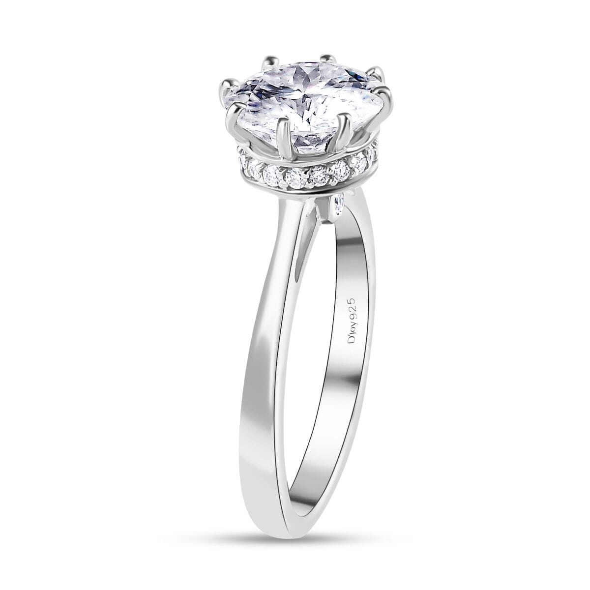 120 Facets Moissanite Ring in Platinum Over Sterling Silver (Size 6.0) 2.50 ctw image number 3