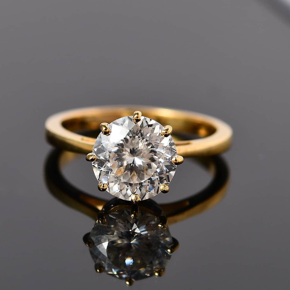 120 Facets Moissanite Ring in Vermeil Yellow Gold Over Sterling Silver (Size 10.0) 2.50 ctw image number 1