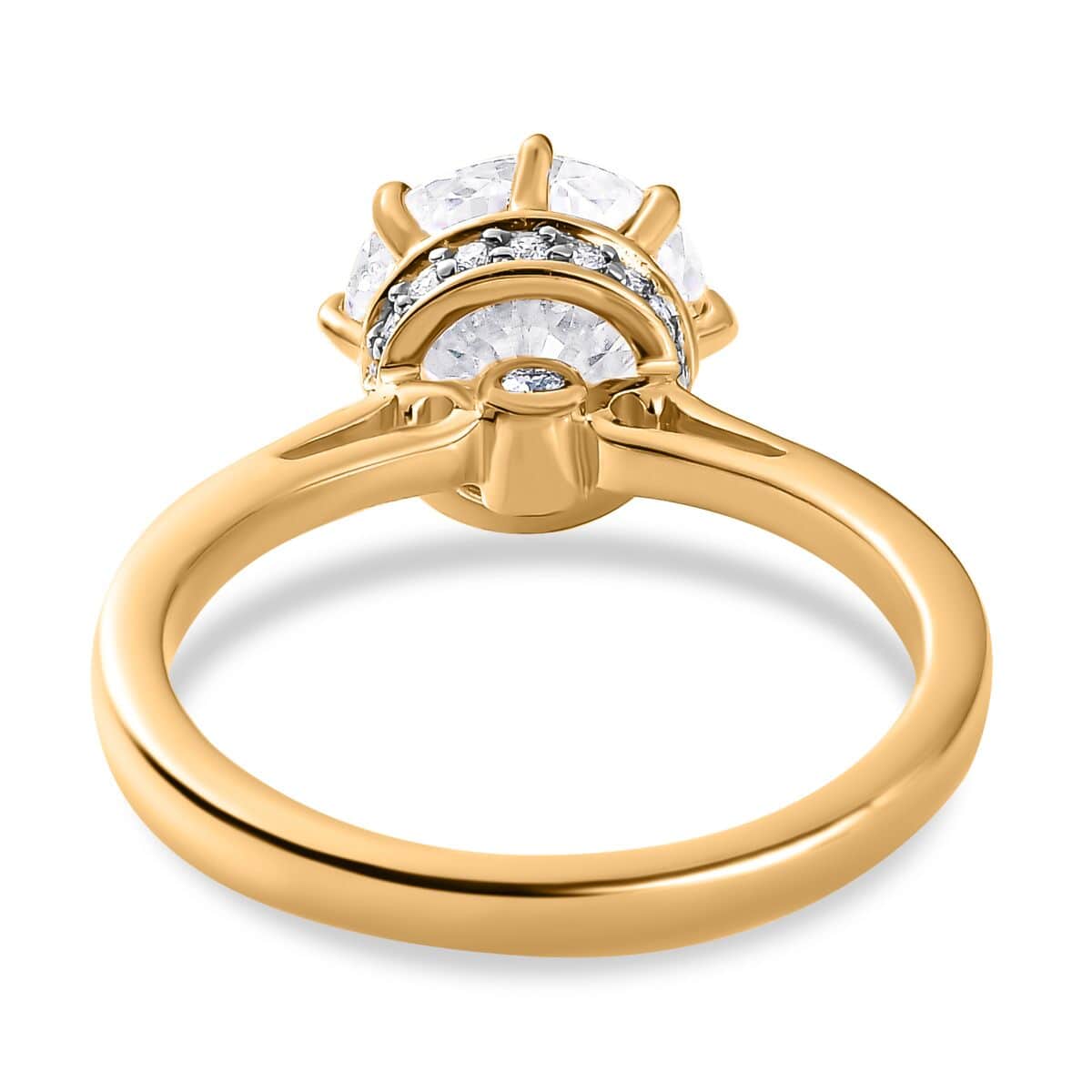 120 Facets Moissanite Ring in Vermeil Yellow Gold Over Sterling Silver (Size 10.0) 2.50 ctw image number 4