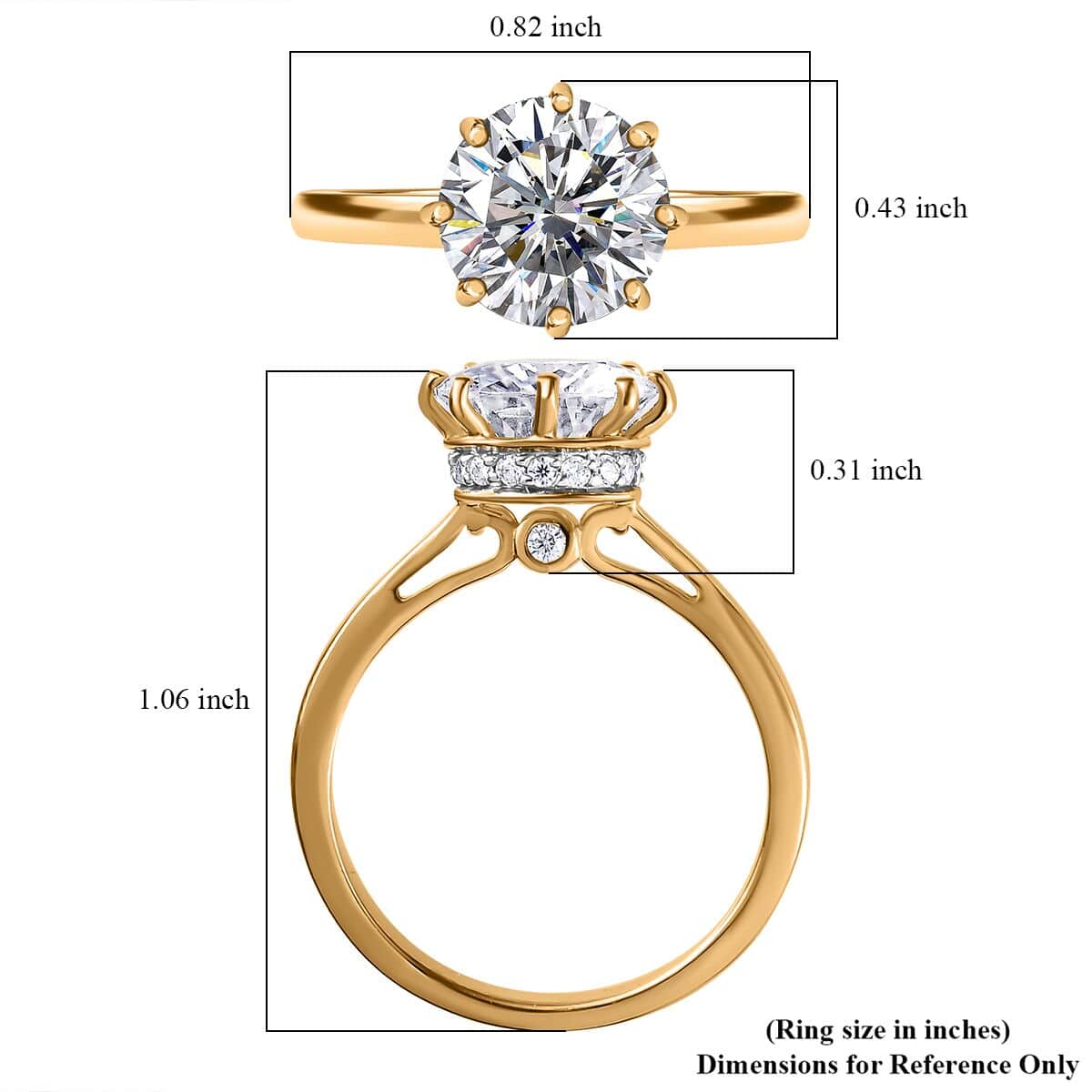 120 Facets Moissanite Ring in Vermeil Yellow Gold Over Sterling Silver (Size 10.0) 2.50 ctw image number 5