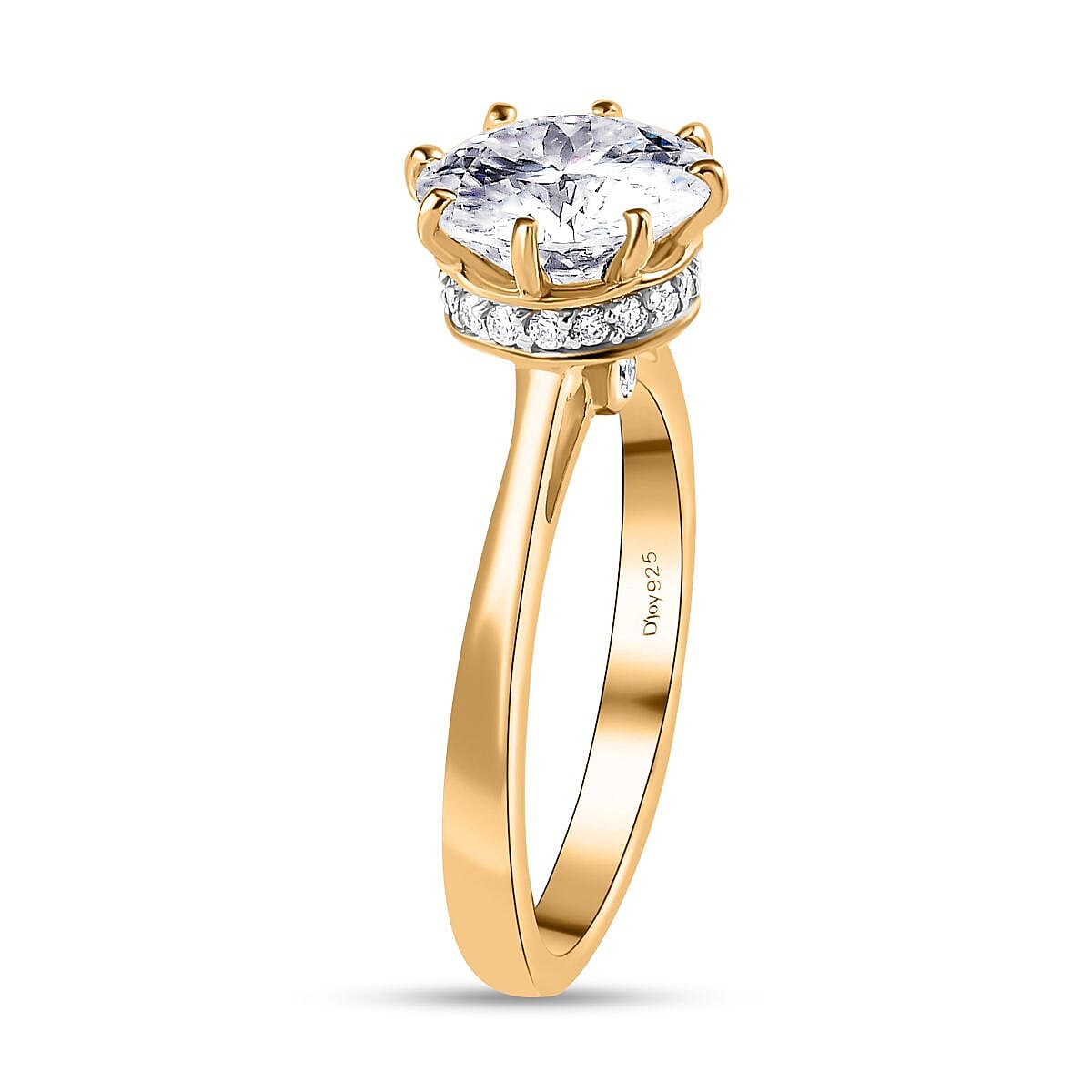 120 Facets Moissanite Ring in Vermeil Yellow Gold Over Sterling Silver (Size 8.0) 2.50 ctw image number 3