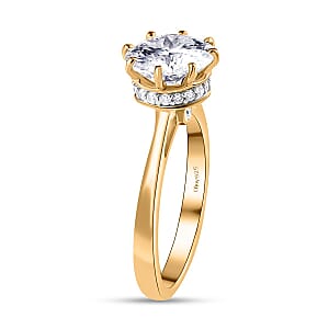 120 Facets Moissanite Ring in Vermeil Yellow Gold Over Sterling Silver (Size 8.0) 2.50 ctw