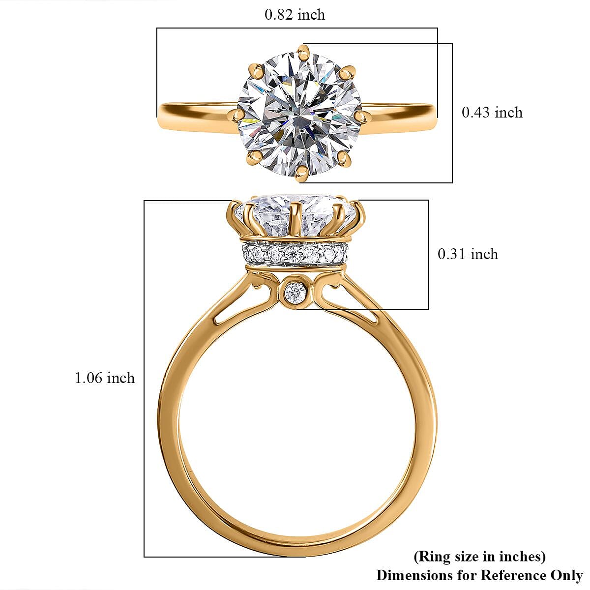 120 Facets Moissanite Ring in Vermeil Yellow Gold Over Sterling Silver (Size 8.0) 2.50 ctw image number 5