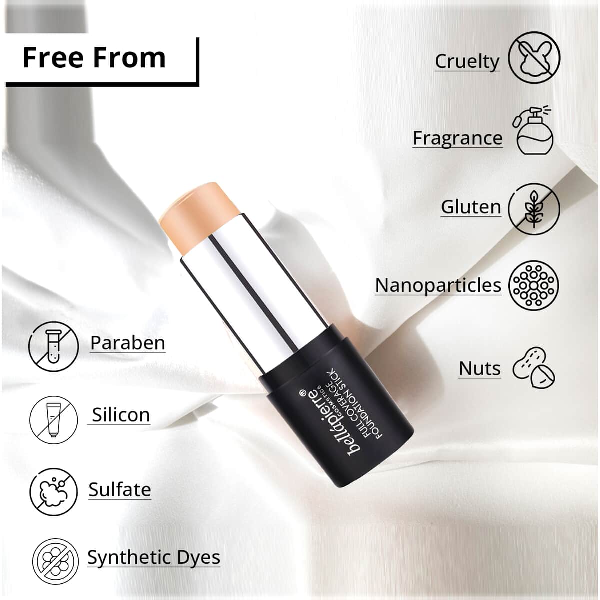 Bellapierre Foundation Stick For All Skin Types, Long-Lasting & Non-Toxic, Cruelty Paraben And Sulfate Free Matte Finish Foundation Stick-Dark 0.95 Oz image number 2