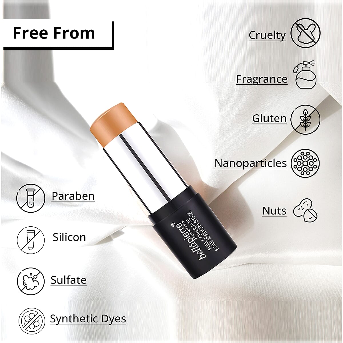 Bellapierre Foundation Stick For All Skin Types, Long-Lasting & Non-Toxic, Cruelty Paraben And Sulfate Free Matte Finish Foundation Stick -Deep 0.95 Oz (Ships in 8-10 Business Days) image number 2
