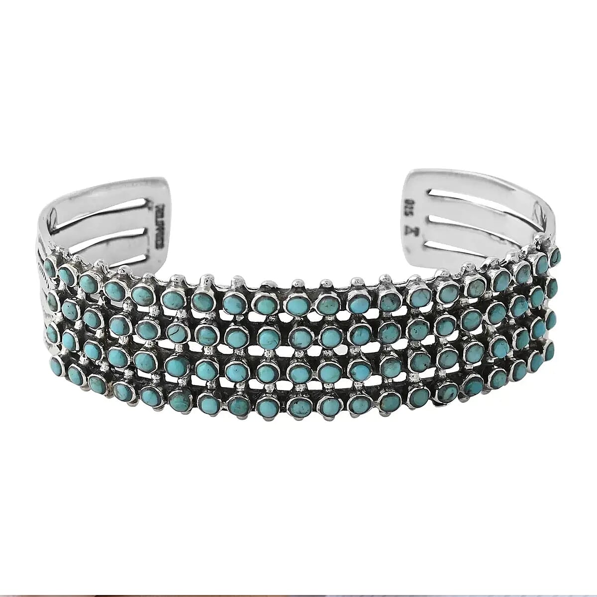 Santa Fe Style Kingman Turquoise Cuff Bracelet in Sterling Silver (6.50 In) 40.00 ctw image number 0