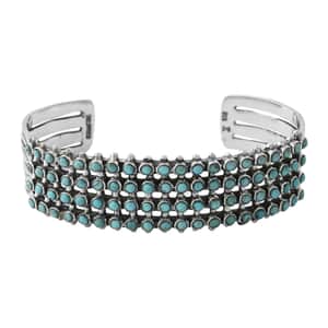 Santa Fe Style Kingman Turquoise Cuff Bracelet in Sterling Silver (6.50 In) 40.00 ctw
