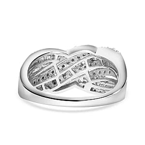 White Diamond 0.48 ctw Ring in Platinum Over Sterling Silver (Size 11.5)