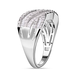 White Diamond 0.48 ctw Ring in Platinum Over Sterling Silver (Size 11.5)