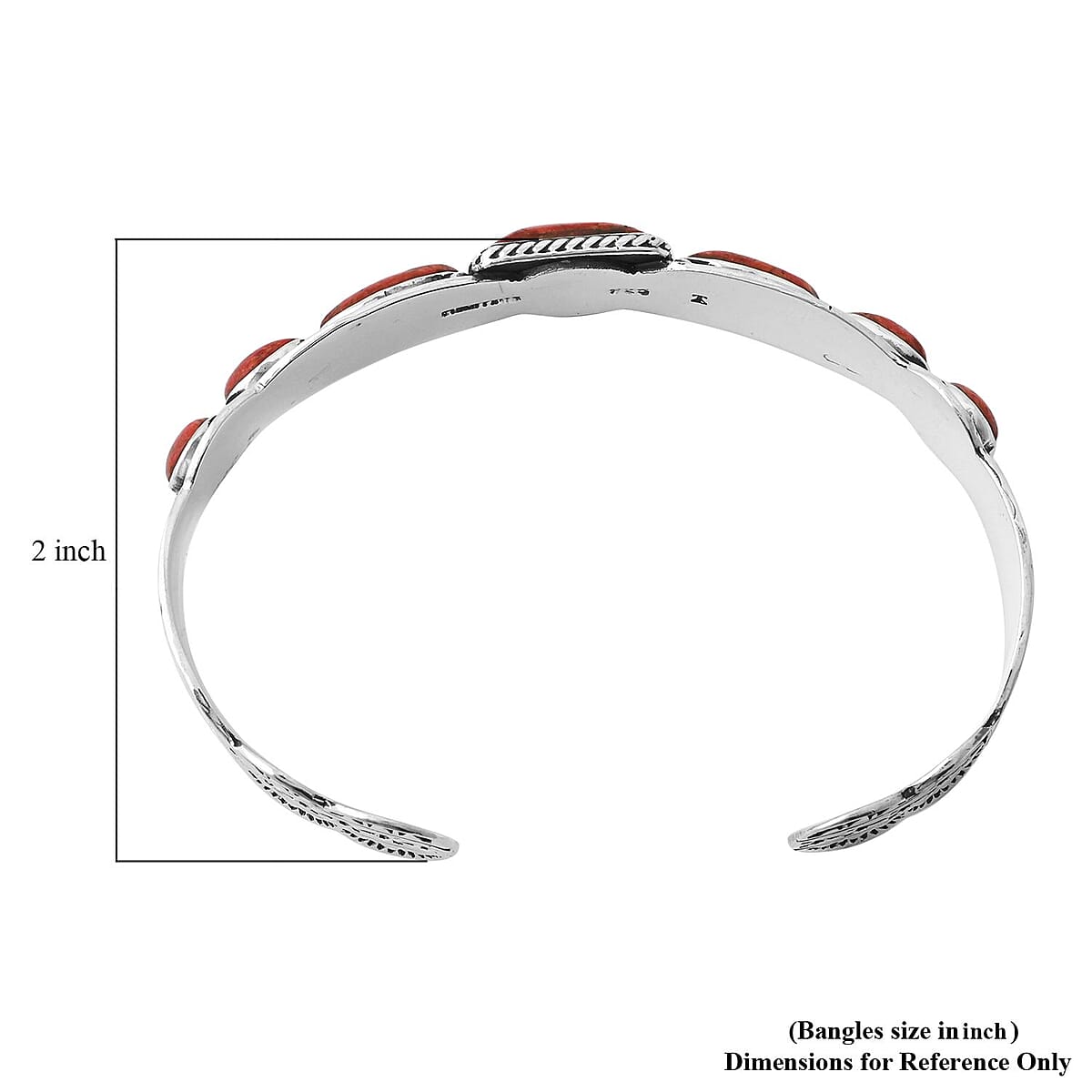 Santa Fe Style Coral Bracelet in Sterling Silver (6.50 In) image number 3