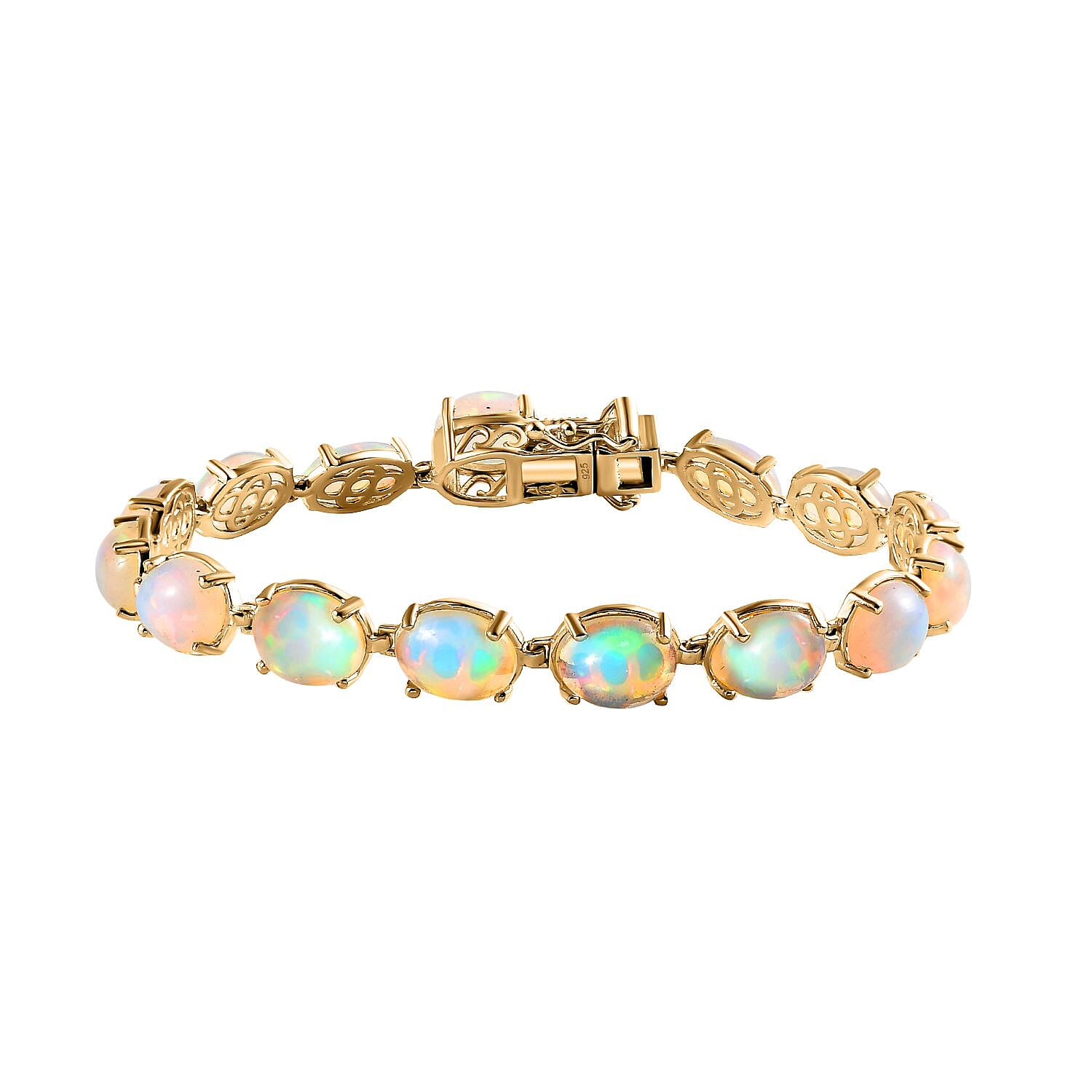 Ethiopian Welo Opal 18.72 ctw Bracelet in 14K Yellow Gold Over Sterling Silver (7.0 In)