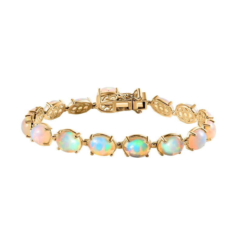 Ethiopian Welo Opal 18.72 ctw Bracelet in 14K Yellow Gold Over Sterling Silver (7.0 In)