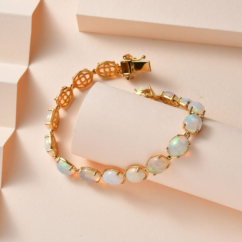 Ethiopian Welo Opal 18.72 ctw Bracelet in 14K Yellow Gold Over Sterling Silver (7.0 In)