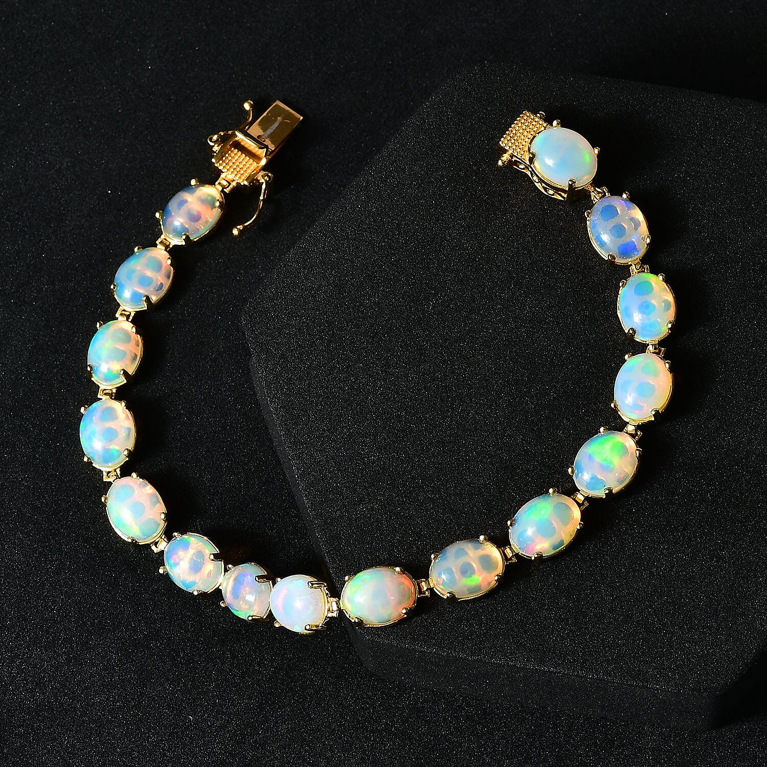 Ethiopian Welo Opal 18.72 ctw Bracelet in 14K Yellow Gold Over Sterling Silver (7.0 In)