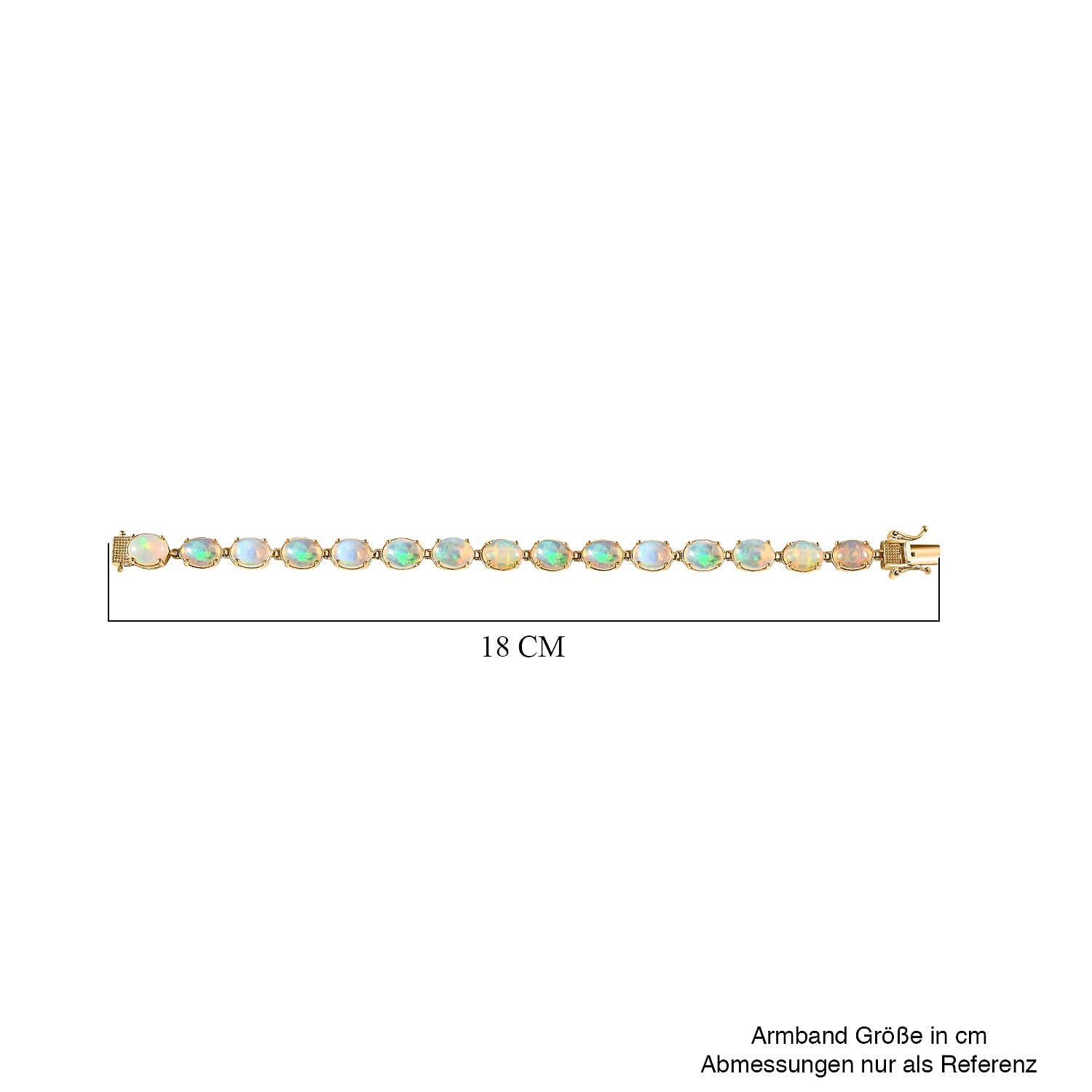 Ethiopian Welo Opal 18.72 ctw Bracelet in 14K Yellow Gold Over Sterling Silver (7.0 In)
