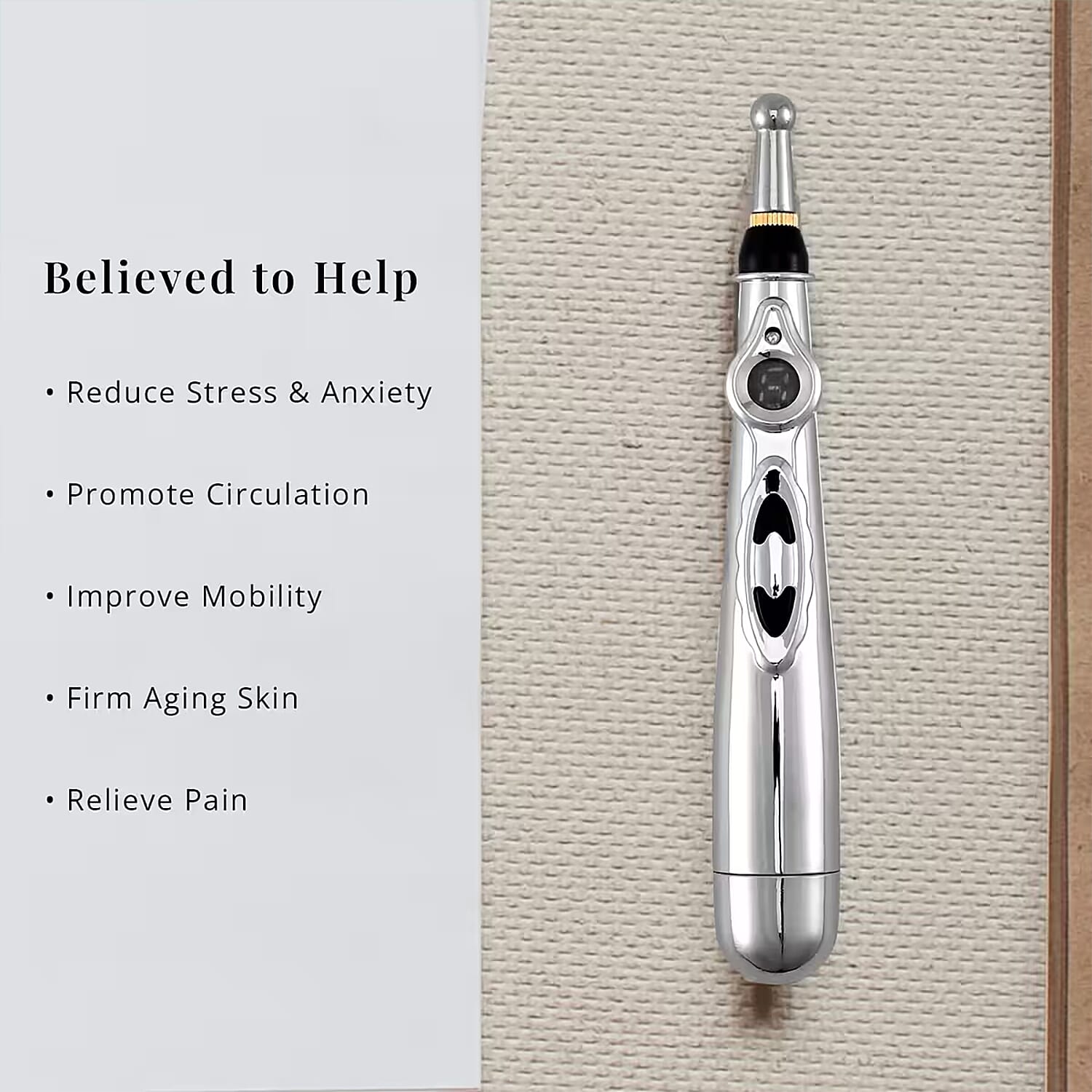 Massage Pen with 5 Interchangeable Heads and 2 Gel Container Without Gel (1xAA Battery Not Included)