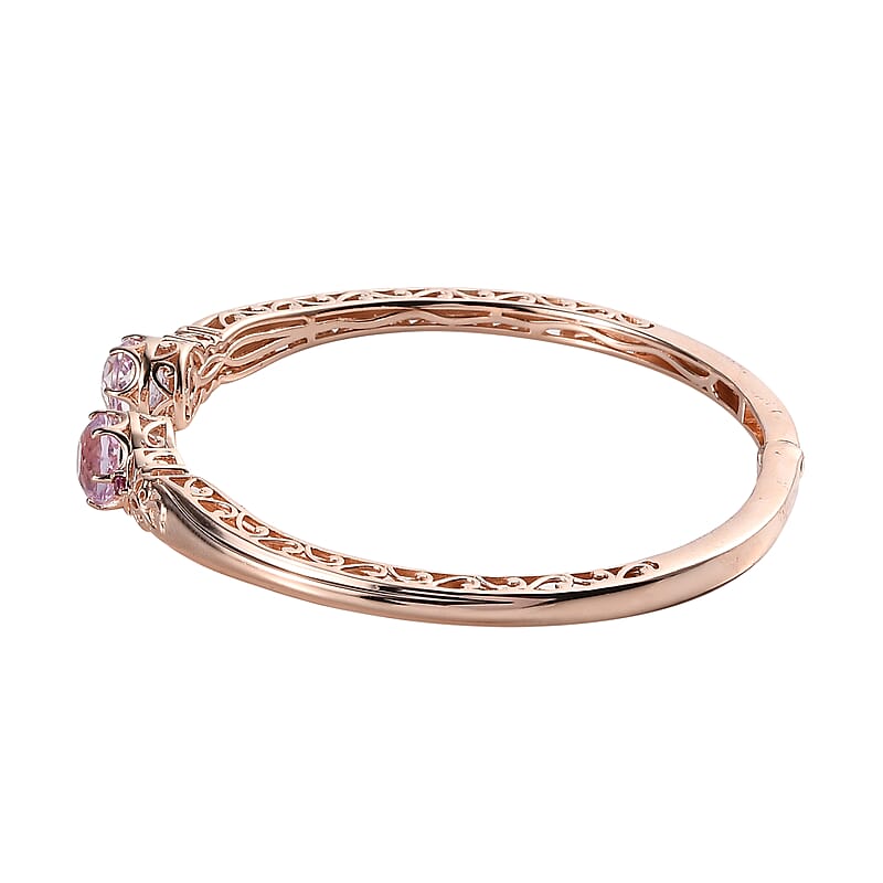 Premium Martha Rocha Kunzite and Orissa Rhodolite Garnet 5.20 ctw Cuff Bracelet in 18K Vermeil Rose Gold Over Sterling Silver (6.50 In)