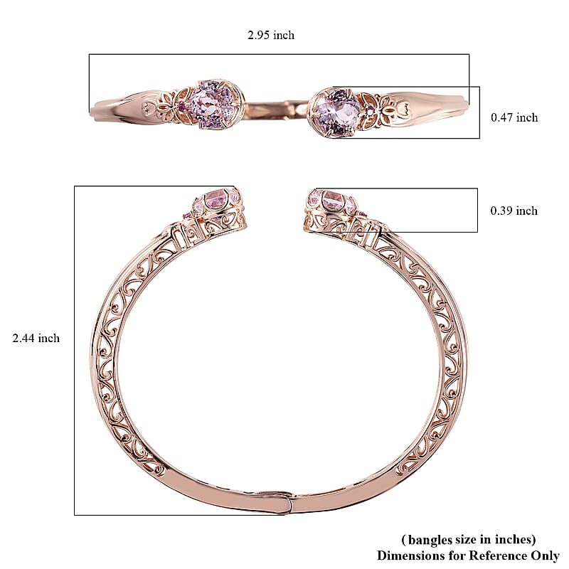 Premium Martha Rocha Kunzite and Orissa Rhodolite Garnet 5.20 ctw Cuff Bracelet in 18K Vermeil Rose Gold Over Sterling Silver (6.50 In)