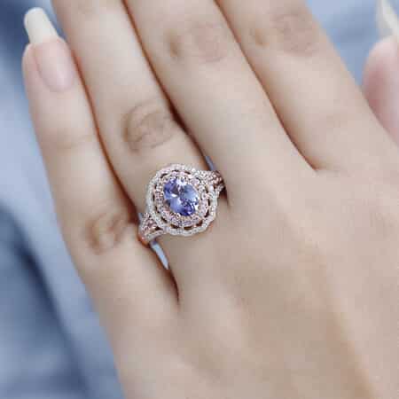Buy Tanzanite and Multi Gemstone Ring in Vermeil Rose Gold Over Sterling  Silver (Size 9.0) 2.25 ctw at