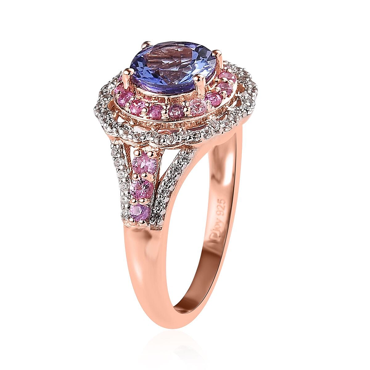 Tanzanite and Multi Gemstone Ring in Vermeil Rose Gold Over Sterling Silver (Size 7.0) 2.35 ctw image number 3