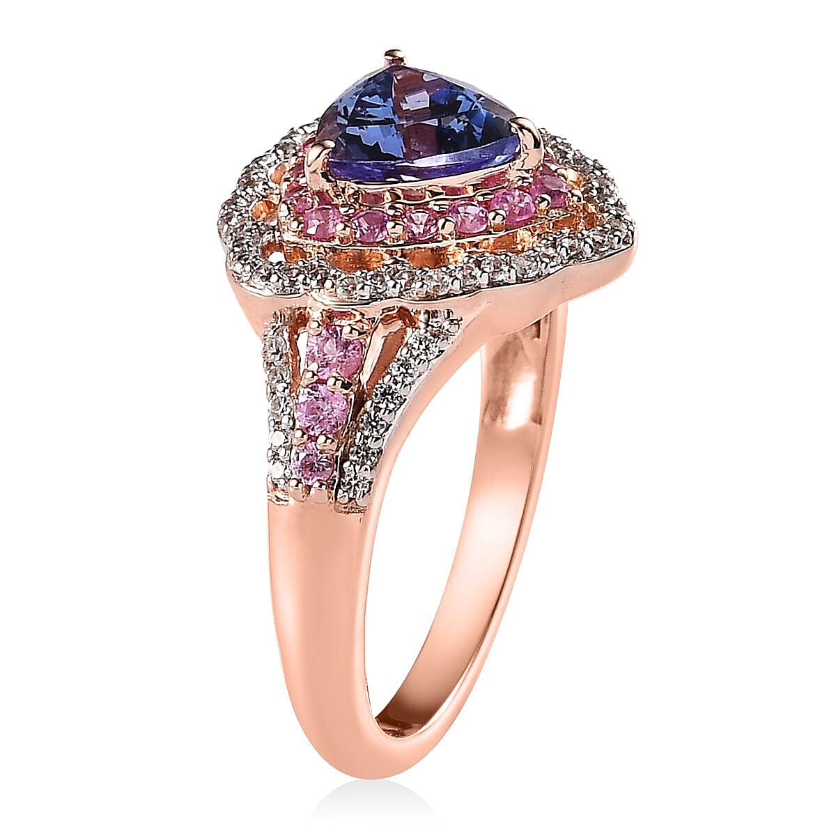 Tanzanite and Multi Gemstone Ring in Vermeil Rose Gold Over Sterling Silver (Size 10.0) 2.10 ctw image number 3