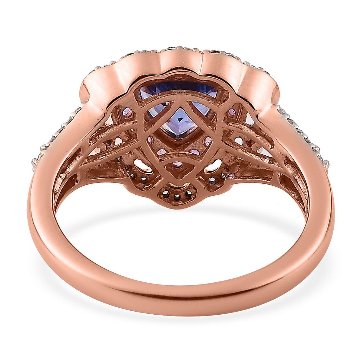 Tanzanite and Multi Gemstone Ring in Vermeil Rose Gold Over Sterling Silver (Size 10.0) 2.10 ctw image number 4