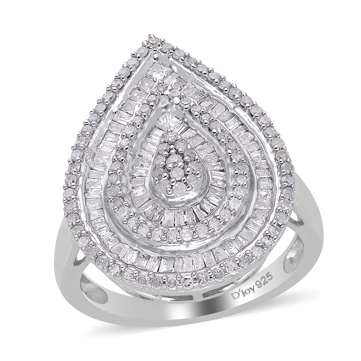 Diamond 1.00 ctw Ring in Platinum Over Sterling Silver (Size 7.0)  image number 0