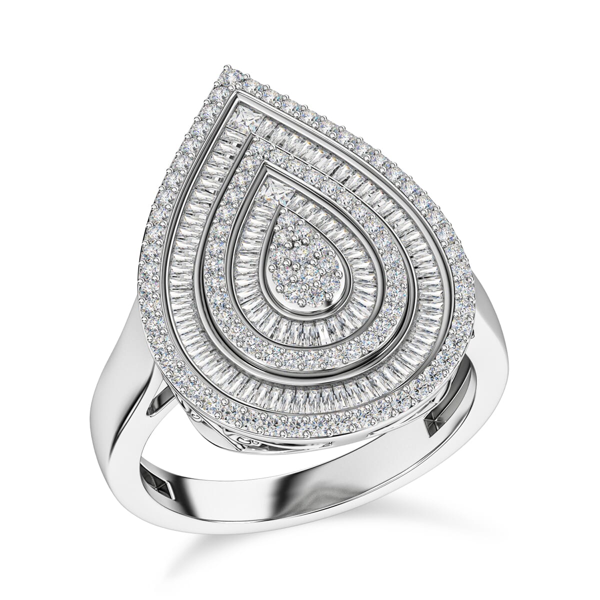 Ankur's Treasure Chest Diamond 1.00 ctw Ring in Platinum Over Sterling Silver (Size 8.0)  image number 0