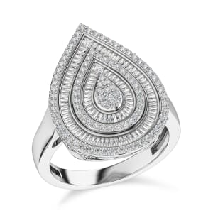 Ankur's Treasure Chest Diamond 1.00 ctw Ring in Platinum Over Sterling Silver (Size 8.0) 