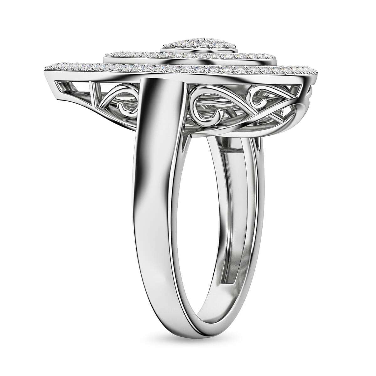 Ankur's Treasure Chest Diamond 1.00 ctw Ring in Platinum Over Sterling Silver (Size 8.0)  image number 1