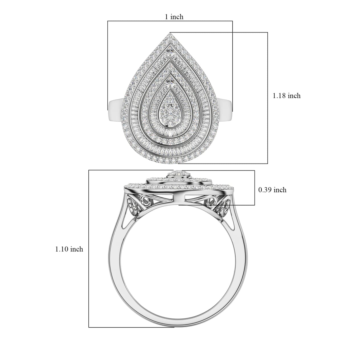 Ankur's Treasure Chest Diamond 1.00 ctw Ring in Platinum Over Sterling Silver (Size 8.0)  image number 3