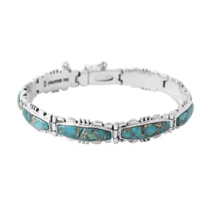 Santa Fe Style Mojave Turquoise Bracelet in Sterling Silver (7.25 In) 10.00 ctw