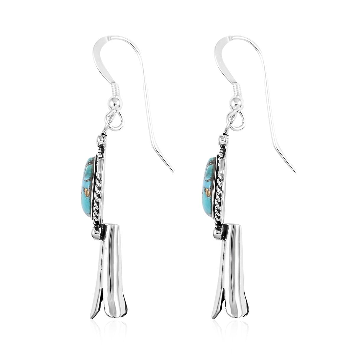 Santa Fe Style Mojave Turquoise Earrings in Sterling Silver 4.00 ctw