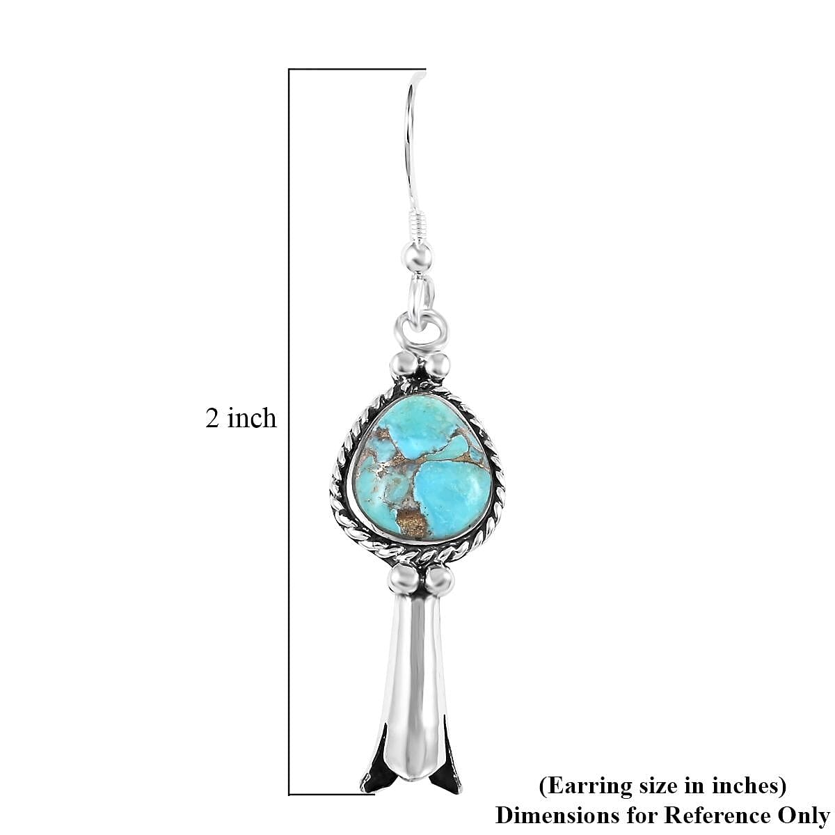 Santa Fe Style Mojave Turquoise Earrings in Sterling Silver 4.00 ctw