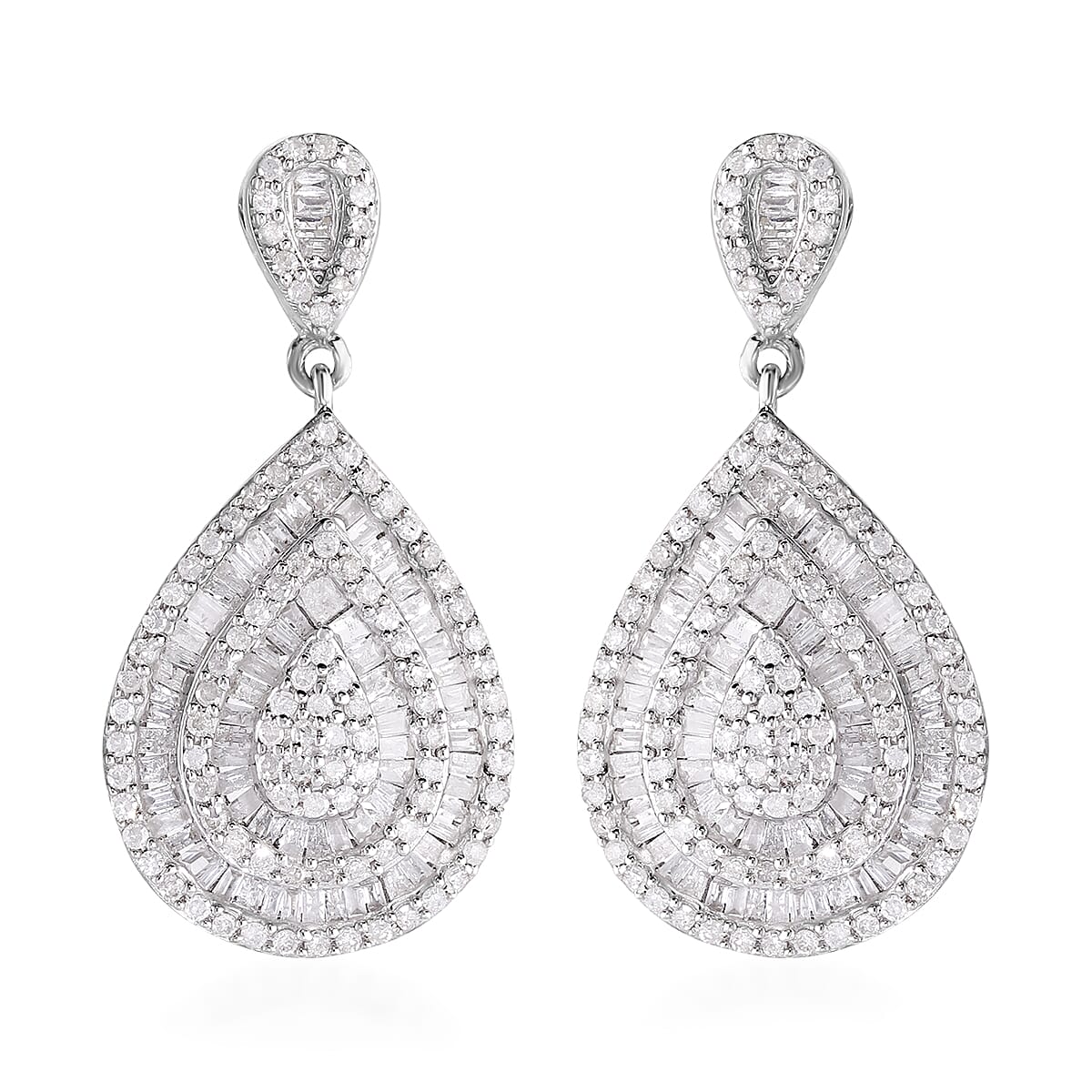 Ankur's Treasure Chest Diamond Earrings in Platinum Over Sterling Silver 2.00 ctw