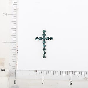 Blue Diamond Cross Pendant without Chain in Platinum Over Sterling Silver 0.50 ctw