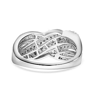 Diamond Ring in Platinum Over Sterling Silver (Size 8.0) 0.50 ctw