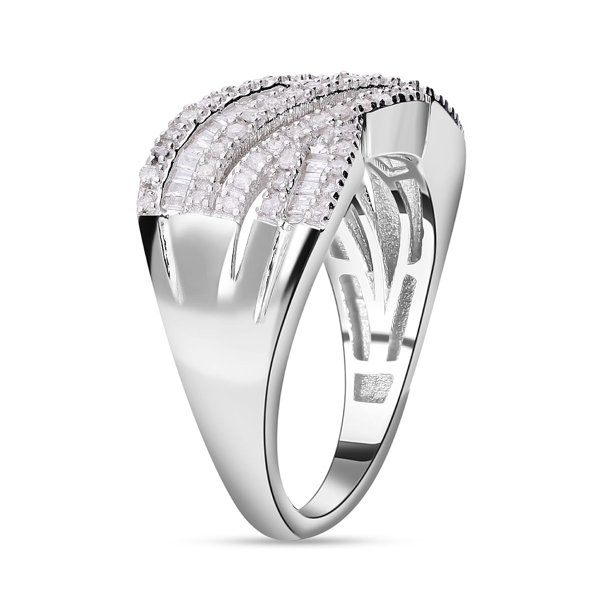 Diamond Ring in Platinum Over Sterling Silver (Size 8.0) 0.50 ctw image number 3